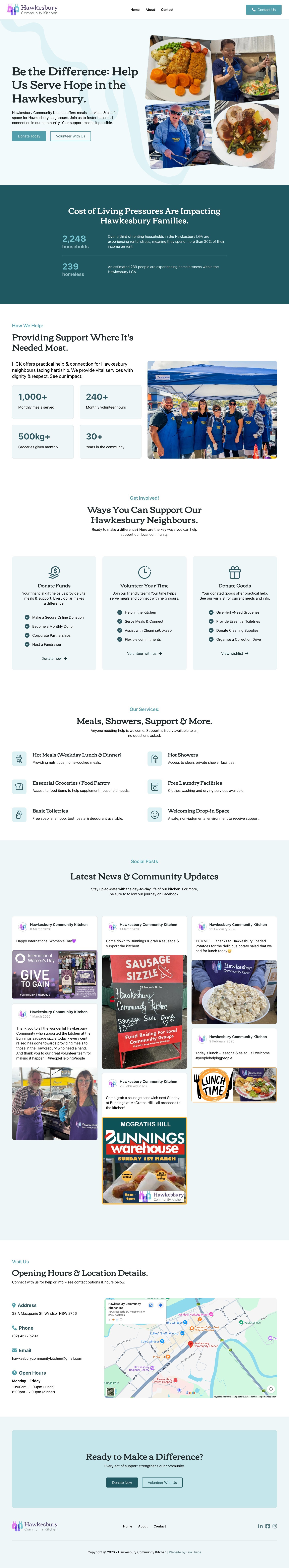 Hawkesbury Community Kitchen website design