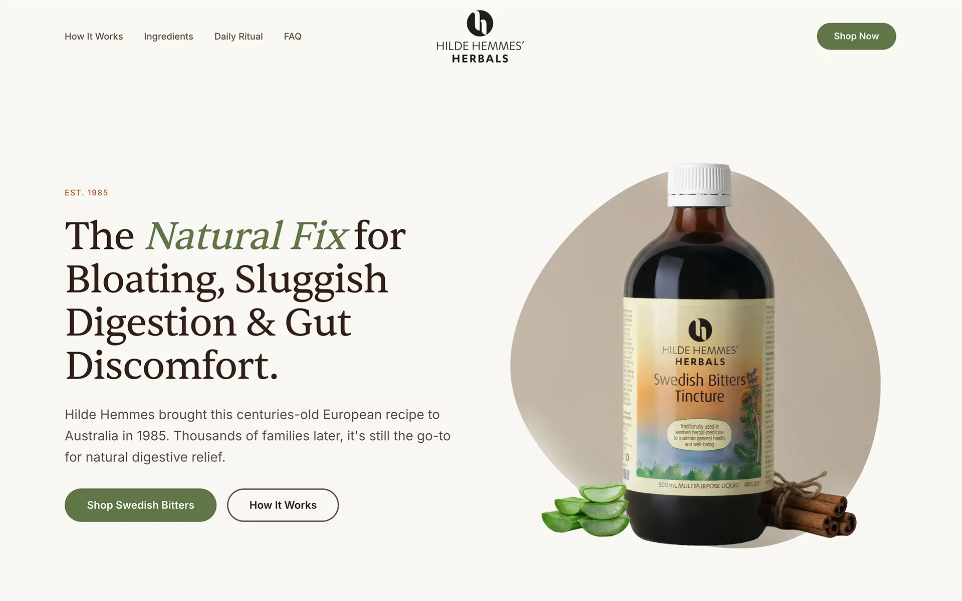 Client website — Hilde Hemmes Swedish Bitters