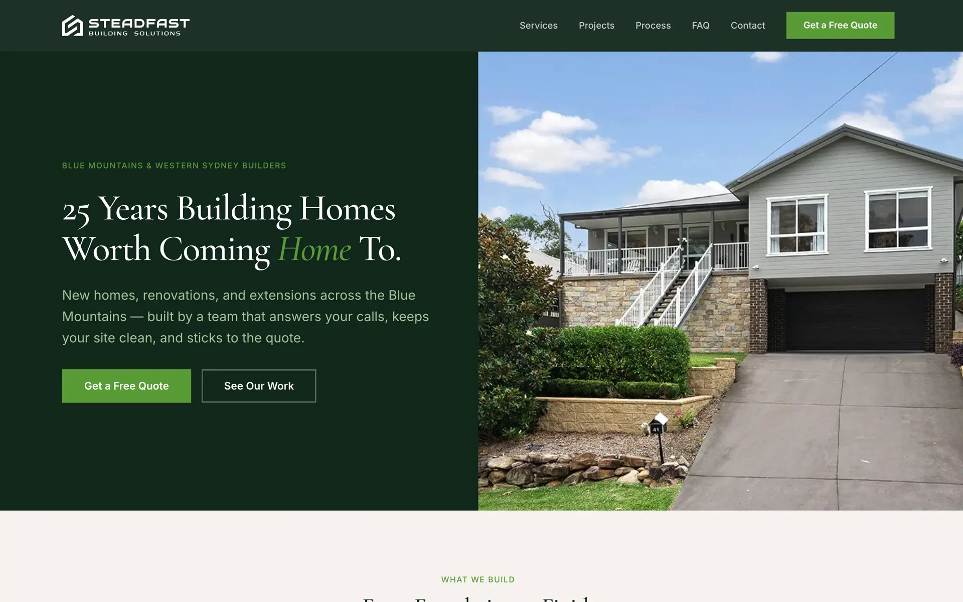 Client website — Steadfast Building Solutions