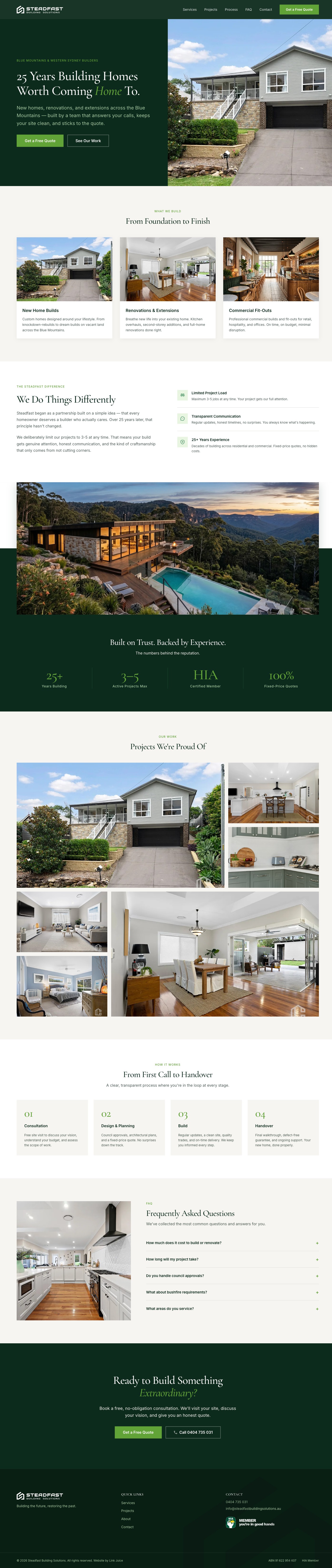 Steadfast Building Solutions website design