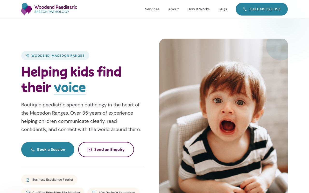 Client website — Woodend Paediatric Speech Pathology