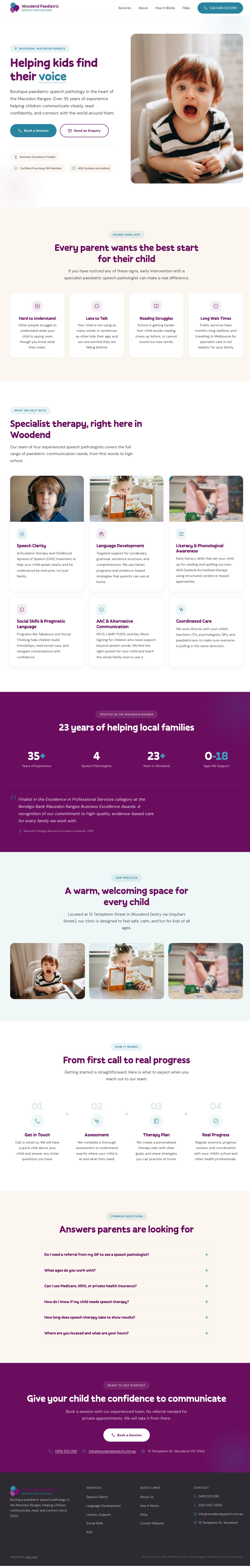 Woodend Paediatric Speech website design